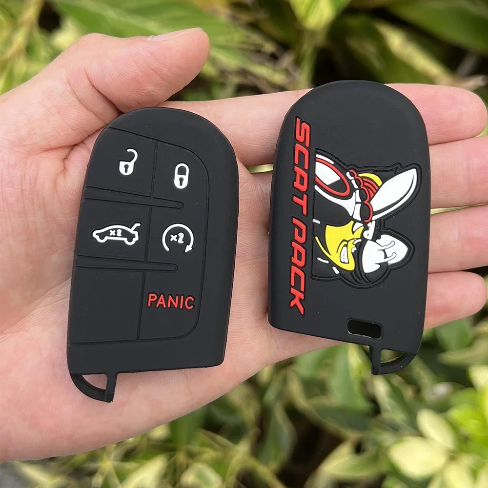 For Jeep Grand Cherokee Compass Dodge Charger Chrysler 200 300 300C Remote Key Cover Case Protect Key Chain Silicone Auto Parts