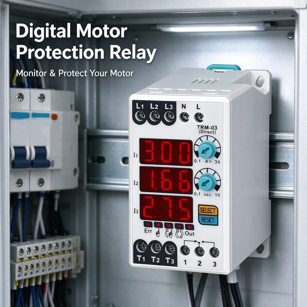 [NEW!X13A】 For Samwha-Dsp TRM 03 Single Phase Motor Protection Relay Digital Overload Asymmetry Relay Thermal Relay