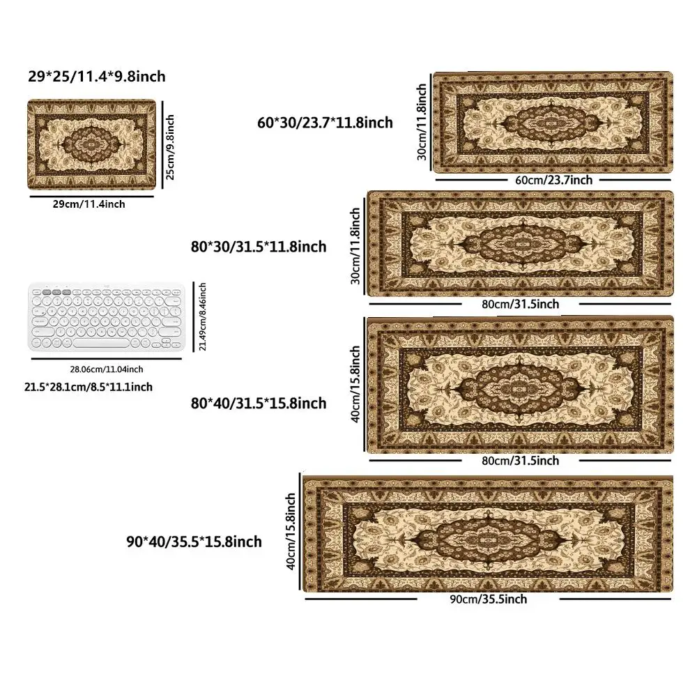 Mousepad com padrão estilo persa verde escuro, acessório de jogo para PC lavável e antiderrapante