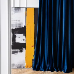 Modern Light Luxury Curtains for Living Room Velvet Thickened Cortina Royal Blue Starry Sky Blue Curtain Blackout Curtains Tulle