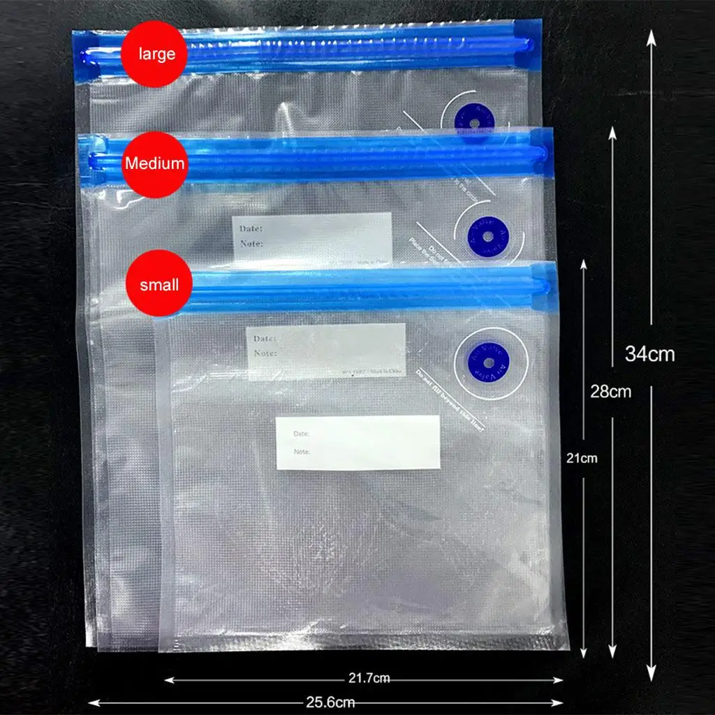 5 قطع قابلة لإعادة الاستخدام أكياس تخزين المواد الغذائية فراغ التعبئة والتغليف أكياس الغلق فراغ أكياس الفريزر