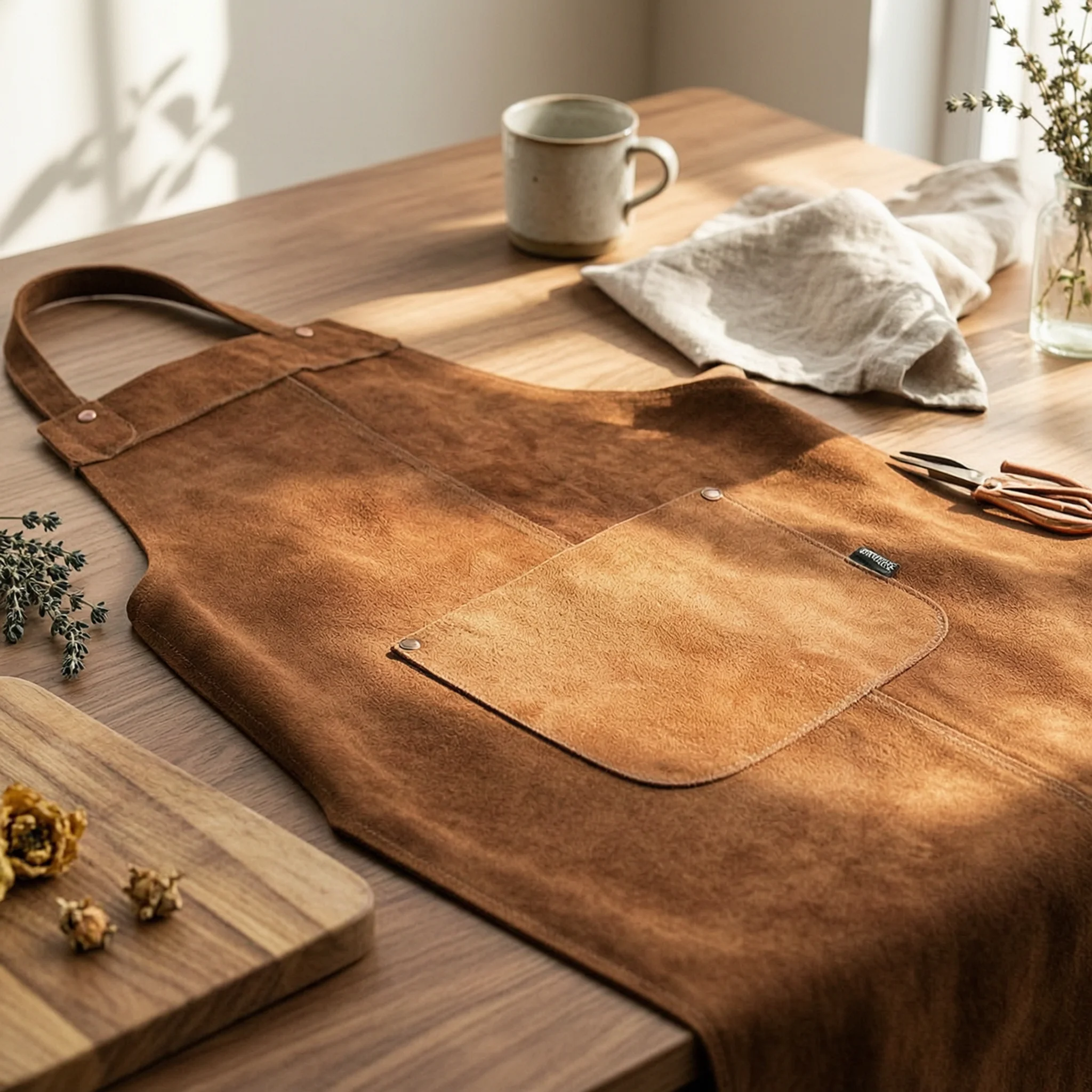 Leather Work Apron Split Cowhide Work Apron with Tool Pockets Long-Lasting All-Gender for Grill Masters, Woodworking, BBQ