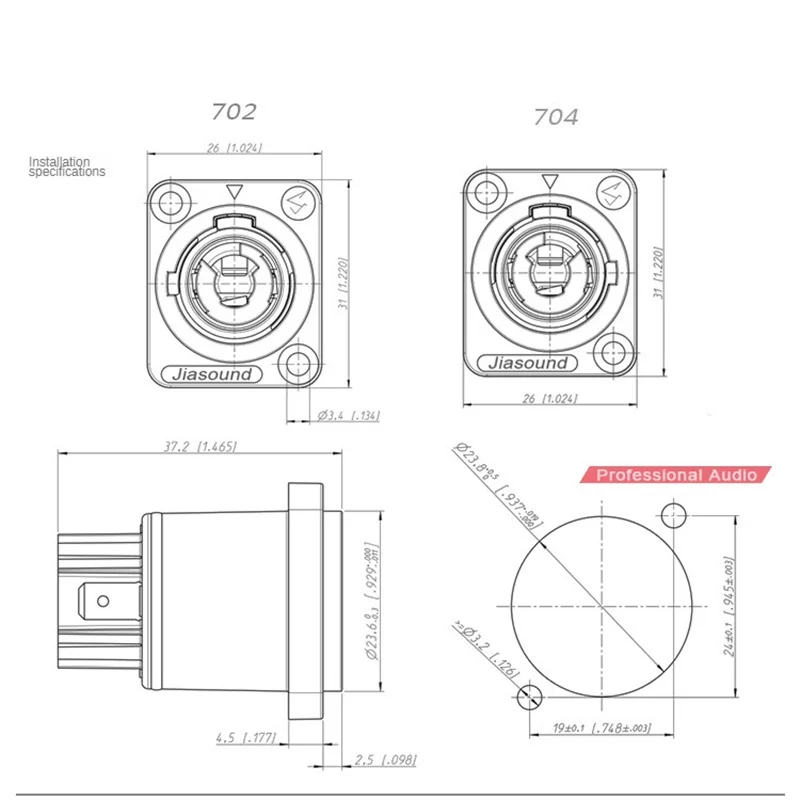 1 ~ 8PCS Powercon Chassis Connector 20A 3 pin Power femmina Socket terminali NAC3MPA-1 e NAC3MPB-1 per trapano elettrico LED Stage