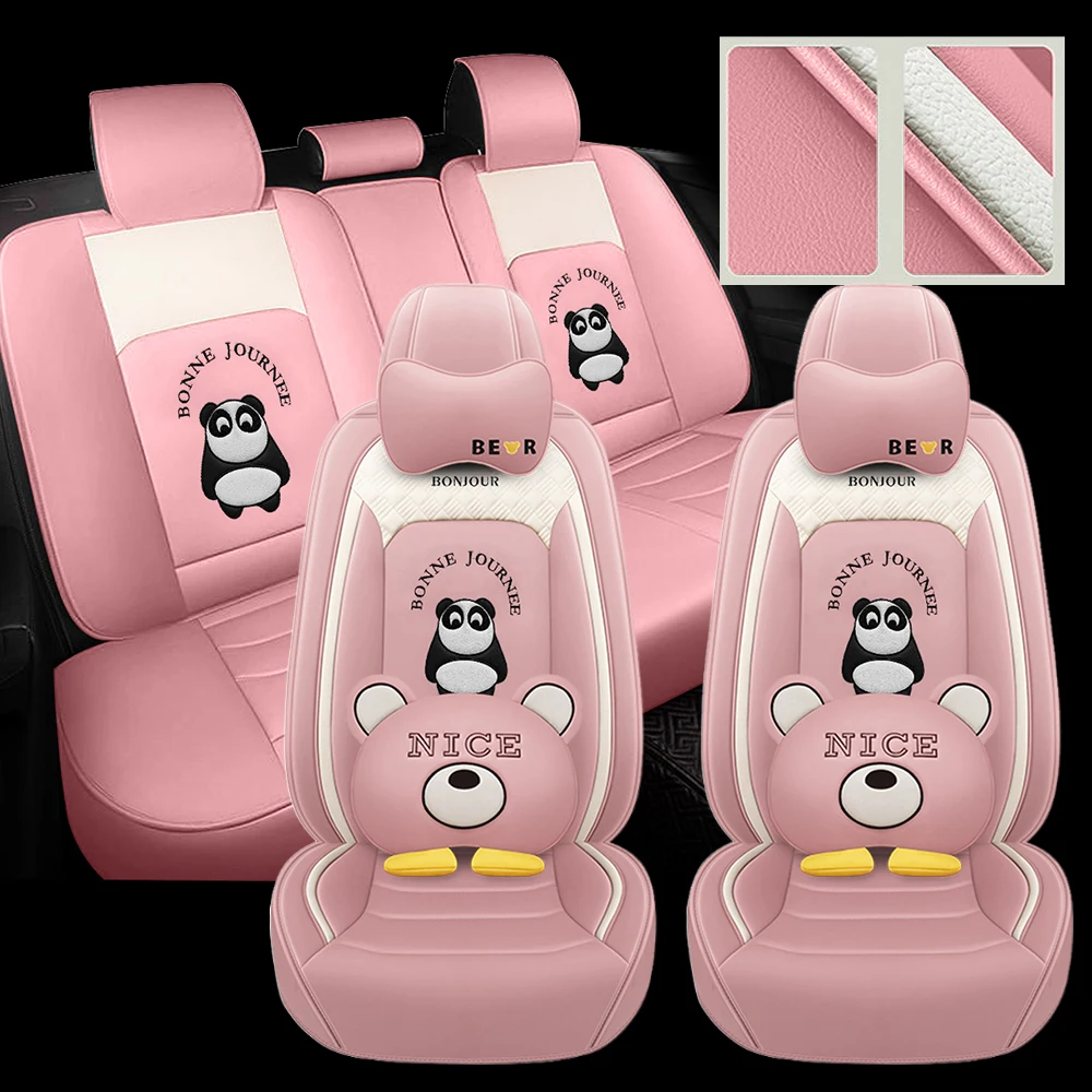 

Розовая накидка на автомобильное сиденье для женщин, роскошная мультяшная подушка-чехол для сиденья автомобиля, универсальная для всех сезонов