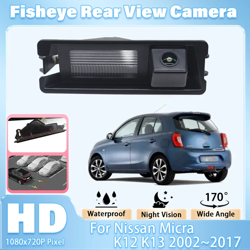 

Автомобильная камера заднего вида для Nissan Micra K12 K13 2002 ~ 2017 CCD HD 170 ° Ночное видение водонепроницаемое высокое качество