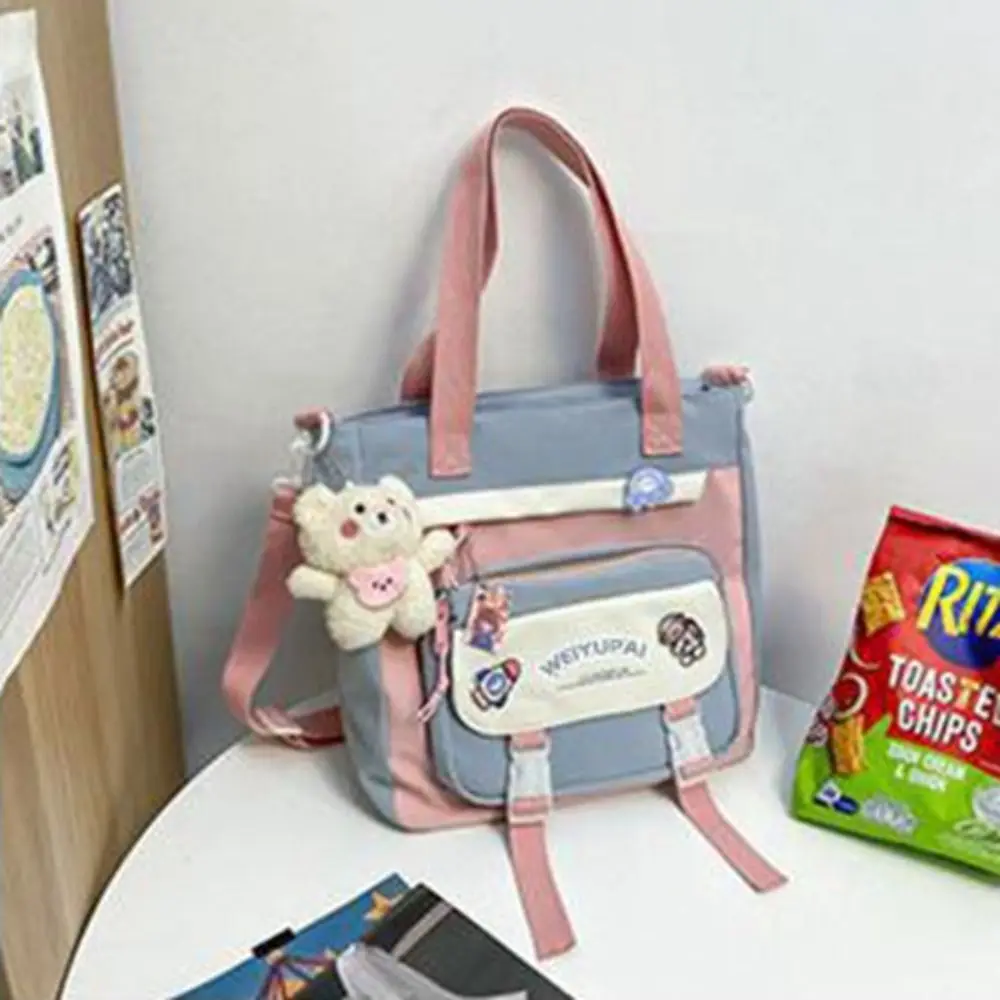 Bolsos escolares de gran capacidad para niñas, bolsos de hombro para niñas, Color caramelo, múltiples bolsillos, bolso grande