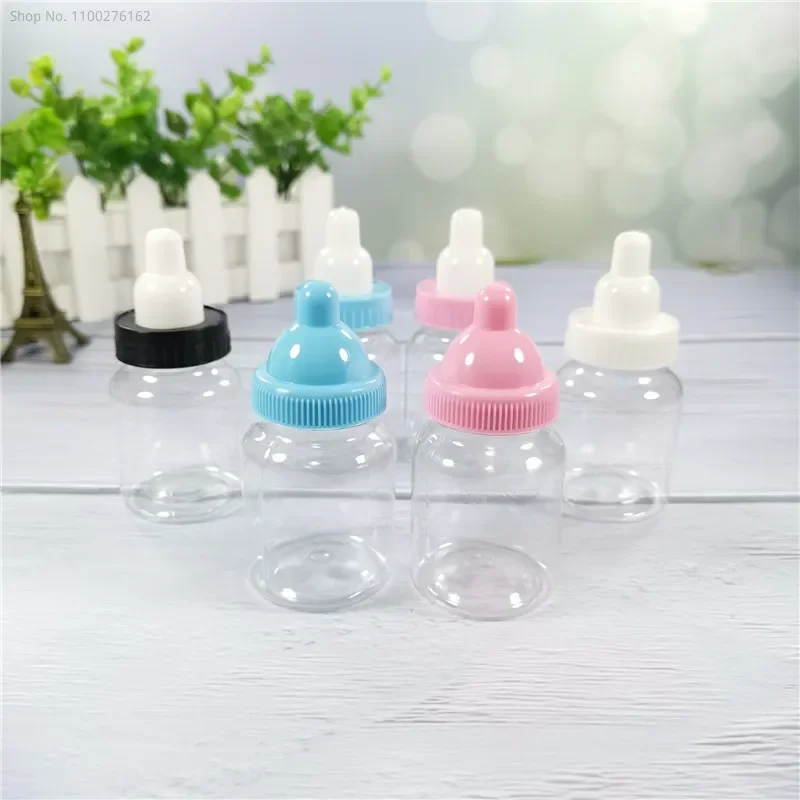 48pcs Baptism Favors Clear Pacifier Plastic Candy Bottle Box Baby Shower Favors and Gifts Christening Decoration