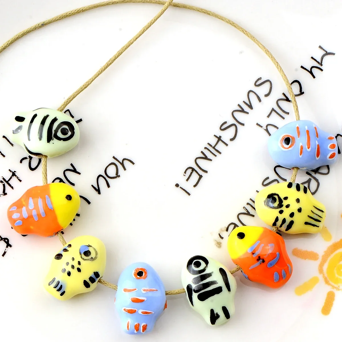 4pcs fish shape Ceramic bead DIY Bracelet Necklace Hole Bead For Jewelry Make Hand-paint color ceramic bead Accessories