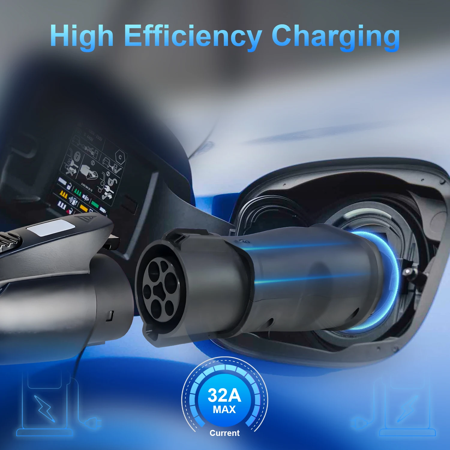 Kolanky 32A 7.2kw EV Charger Adapter Type 2 To Type 1 Home Charging US Electric Vehicle Cars Connect AC Type 2 Charger view 3