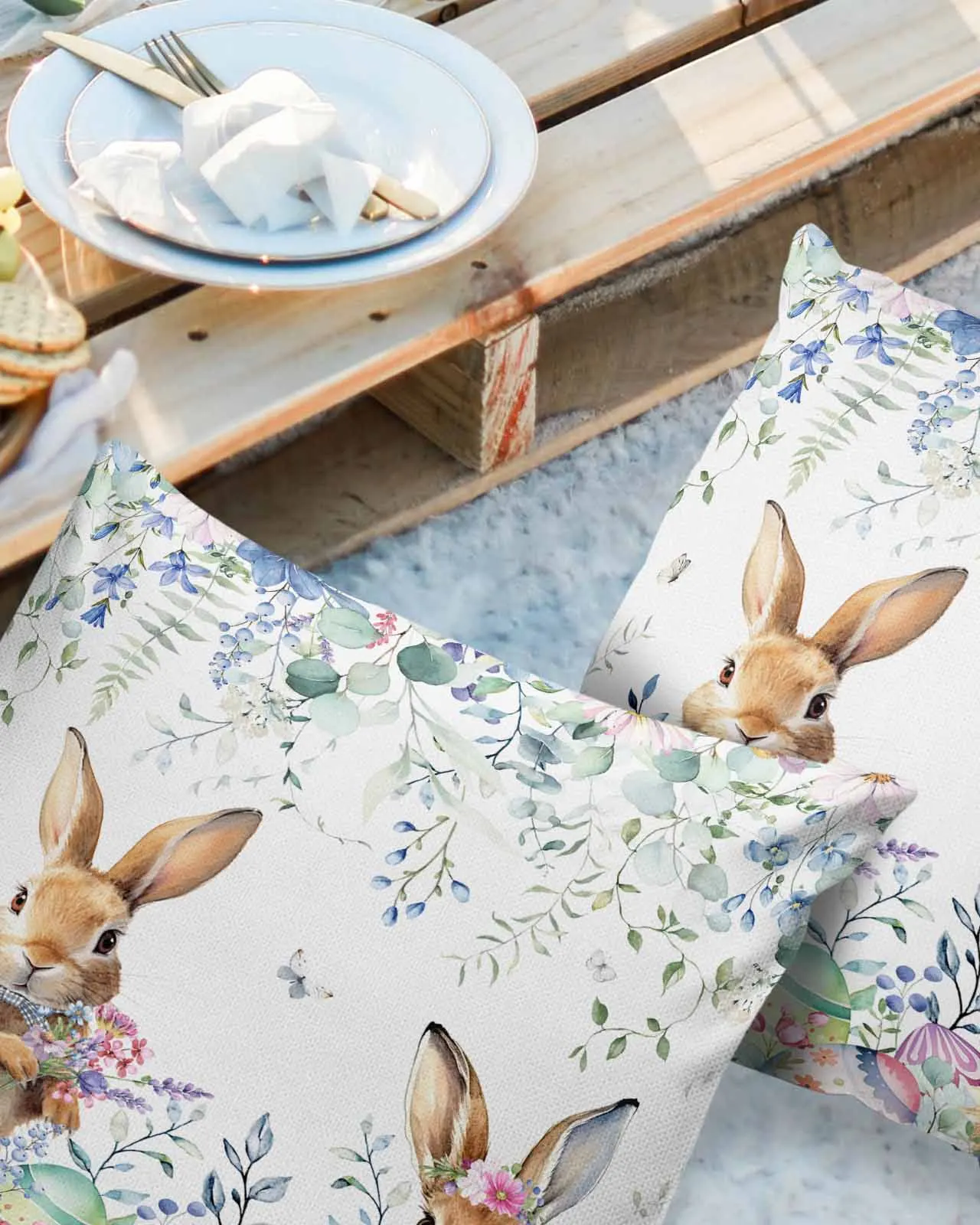 2/4PCS Easter Spring Flower Easter Egg Rabbit Waterproof Cushion Cover For Home Decoration 40/45/50/60/66cm Pillowcase