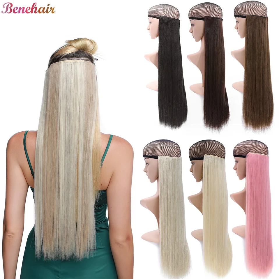 BENEHAIR Synthetic 26‘’ Long Straight Clip in one Piece Hair Extension 5 Clips Hair Pieces For Women Clip In Hair Extensions