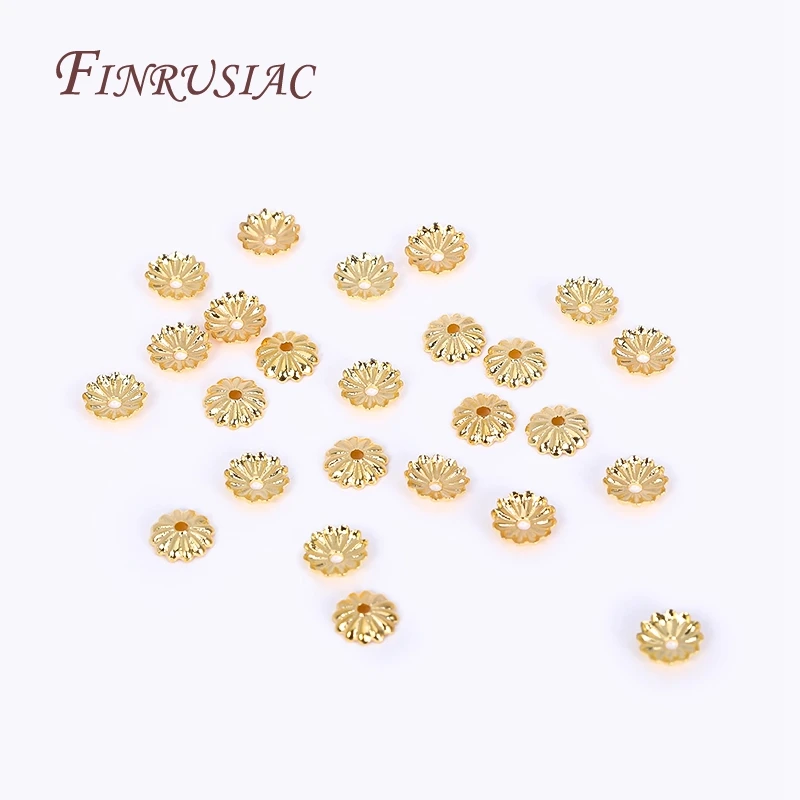 5MM 18K Gold Plated Brass Metal Corrugated Bead Caps Flower Caps For Beads Jewelry Beads Caps Making DIY Findings Accessories