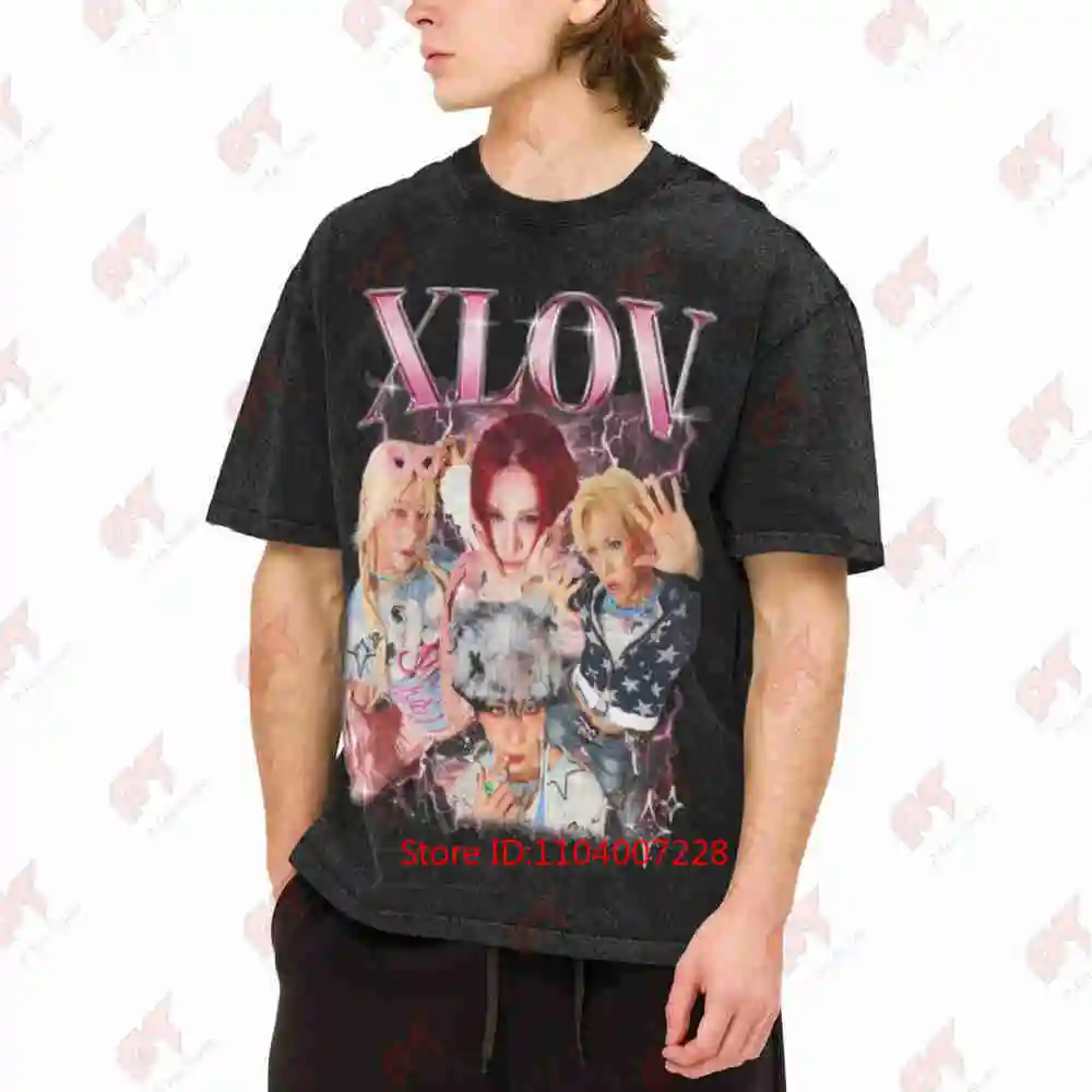 XLOV Kpop UXLXVE Album Rizz Members Vintage Washed Tee Pure Cotton T-Shirt