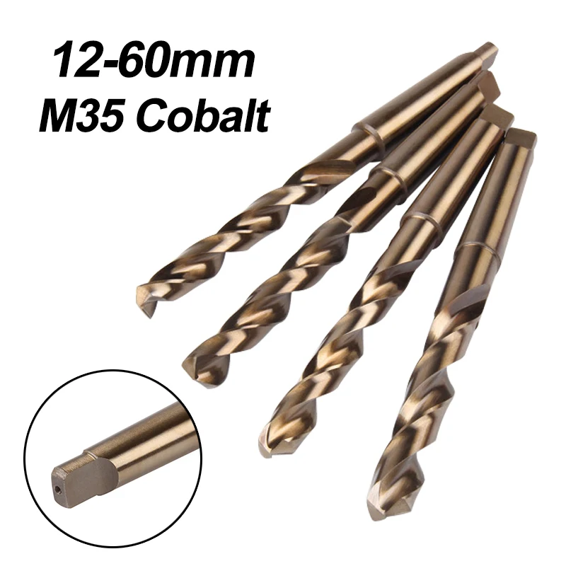 1Pc Cobalt HSS-Co 5% Morse Taper Shank Twist Drill Bit 12-60mm M35 High Speed Steel Drilling Hole Tool for Stainless Steel Metal