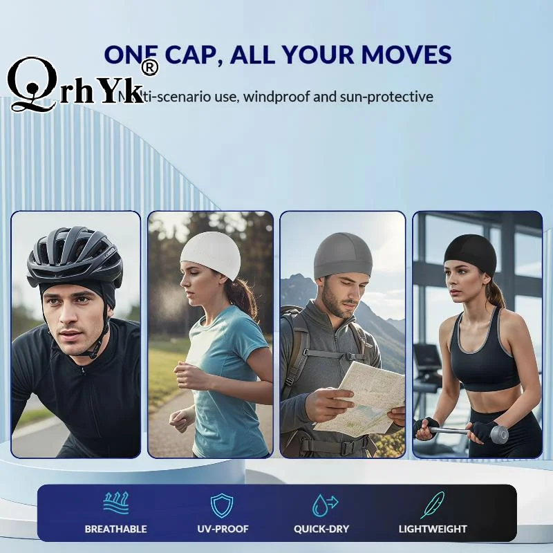 1Pc Summer Cooling Skull Caps Helmet Liner Anti-UV Quick-dry Cycling Men Stretchy Beanie Cap Running Riding Under Hard Hat