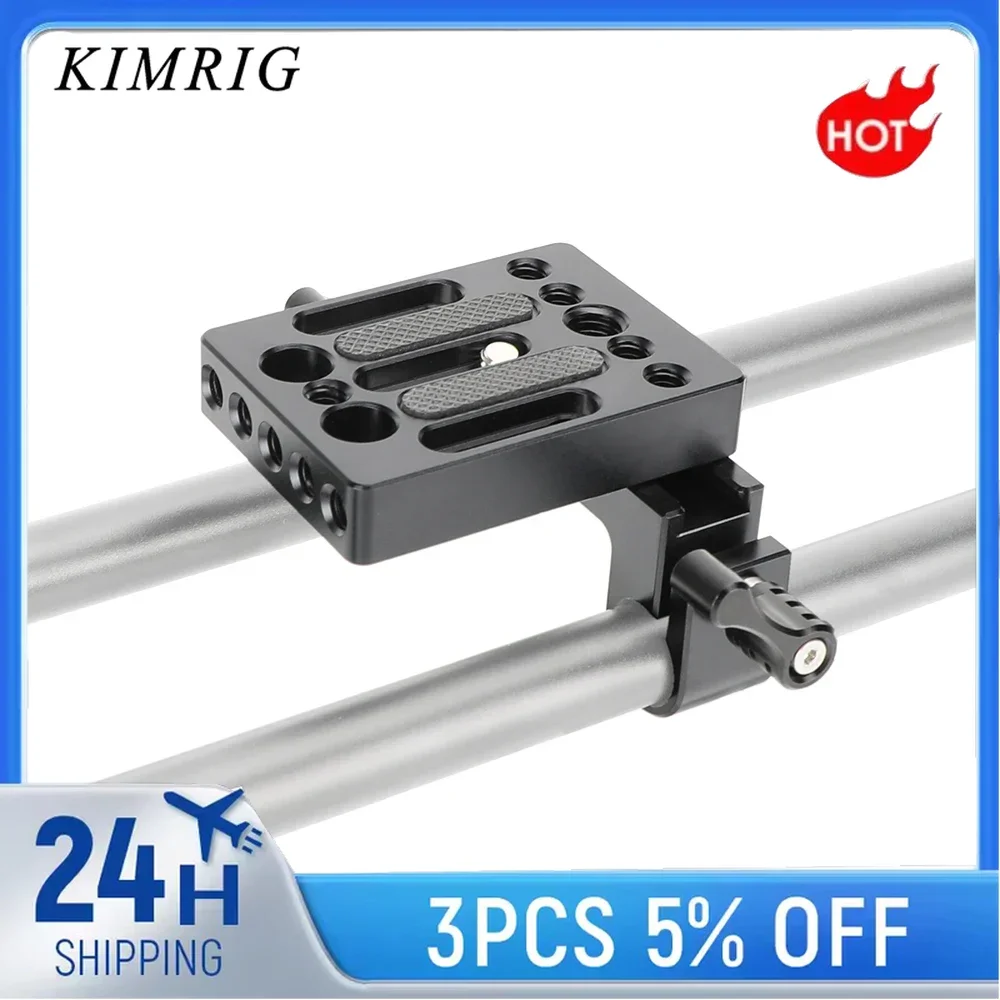

KIMRIG Camera Baseplate Integrated With 15mm Dual Rod Clamp For Dslr Camera Shoulder Support Rig Photo Studio Accessory