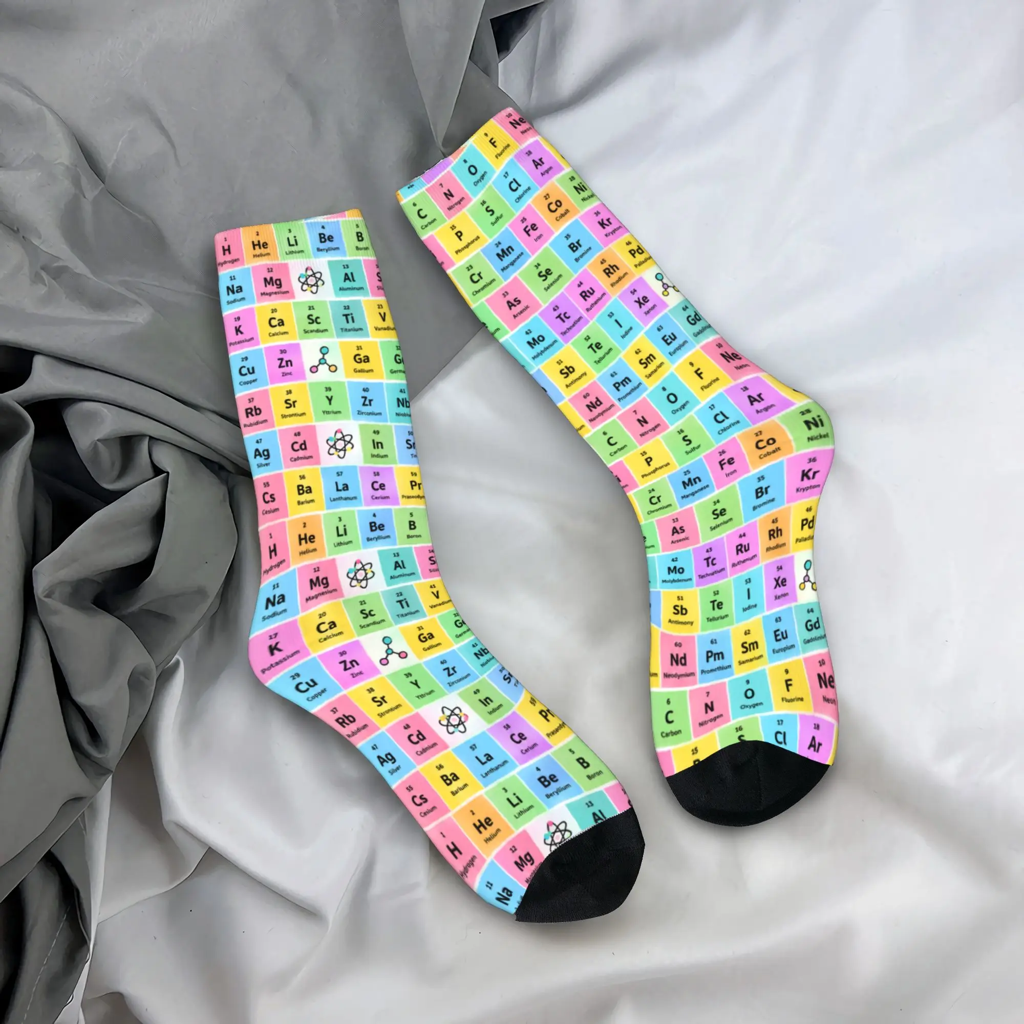 Novelty Men Socks with Colorful Periodic Table Element Stockings  Graphic Korean Socks Autumn Anti Bacterial Socks Couple Socks