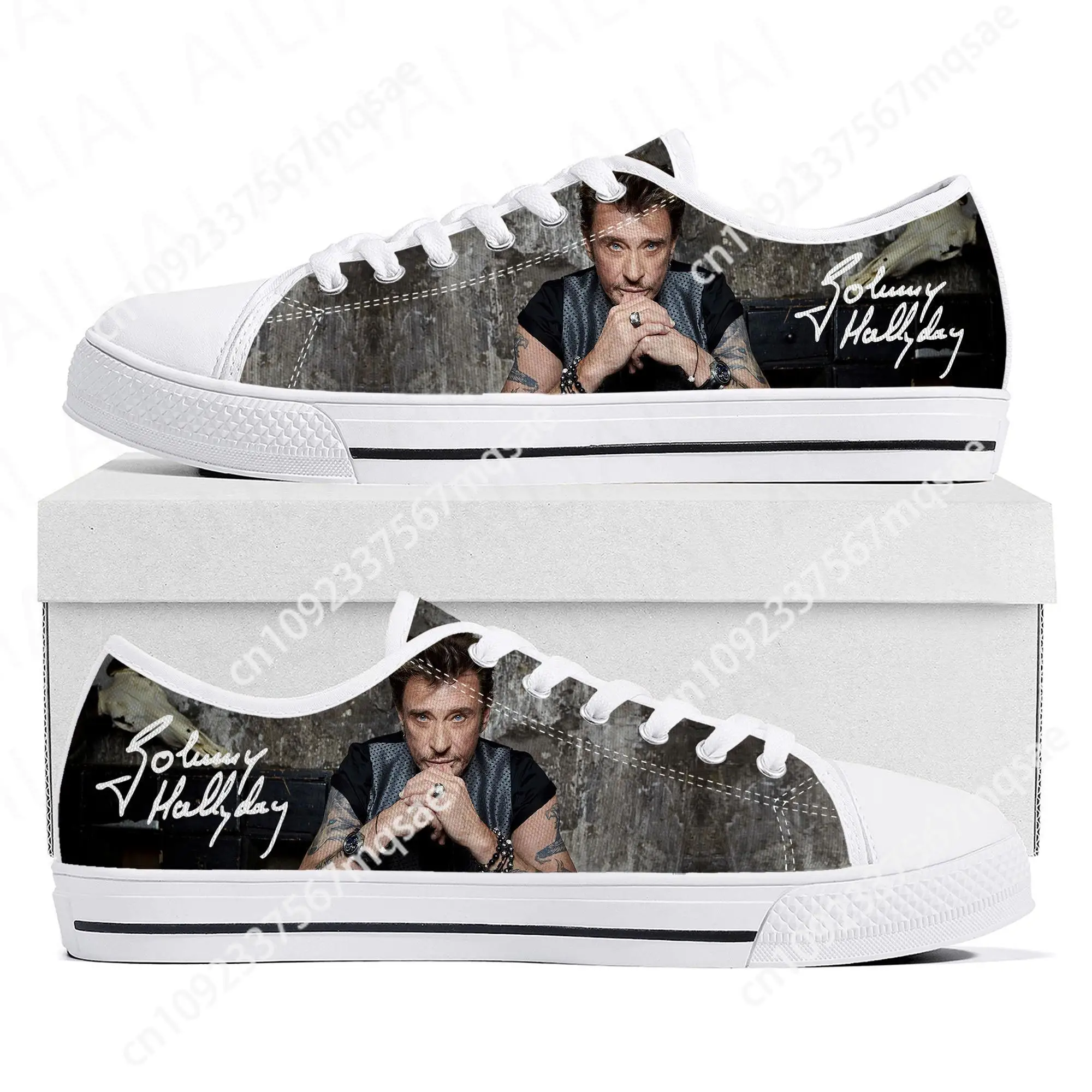 Johnny Hallyday Rock Singer Low Top Sneakers Mens Women Teenager High Quality Canvas Sneaker Casual Couple Shoes Custom Shoe