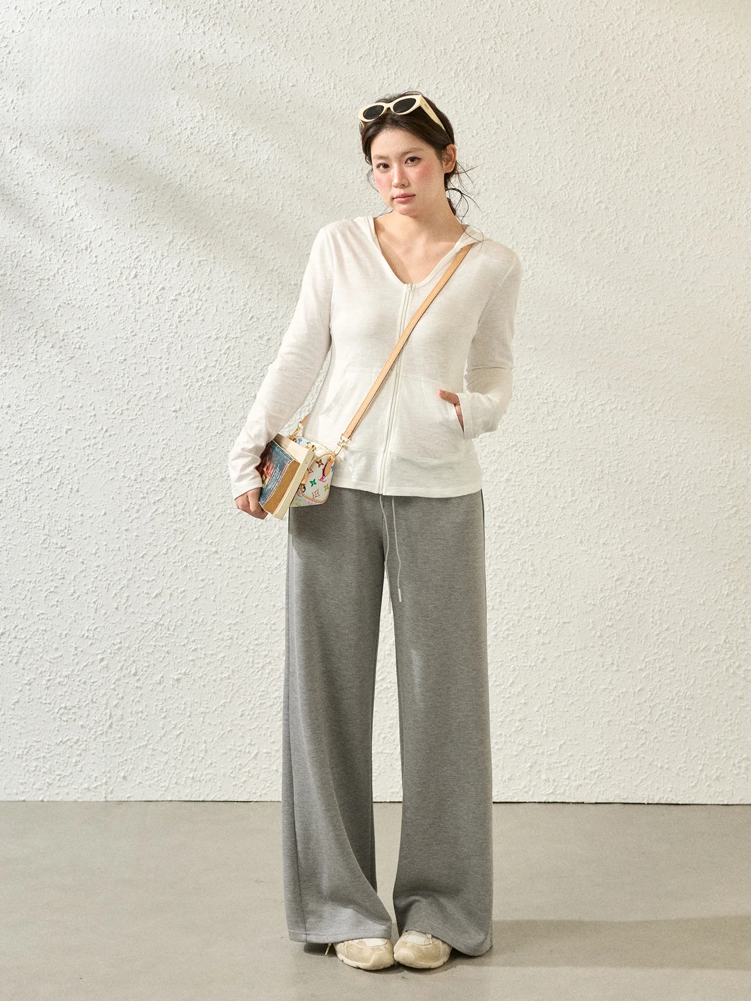 

plus Size Women's Korean Style Sun Protection Top And Casual Pants Set Summer Wear High Waist Long Pants Fashionable Outfit