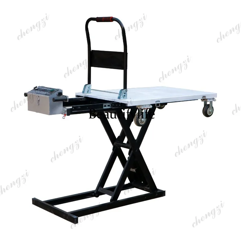 Electric hydraulic lifting platform with vehicle handling small portable scissor lift flatbed truck
