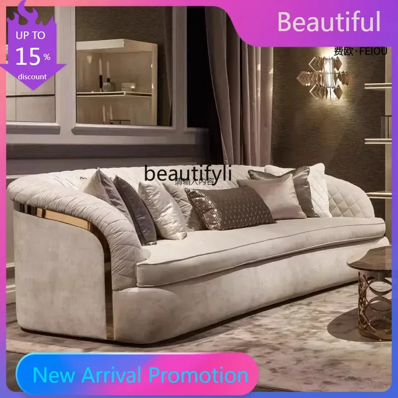 KK80   Italian light luxury sofa living room, fabric sofa simple post-modern American, single three-person sofa