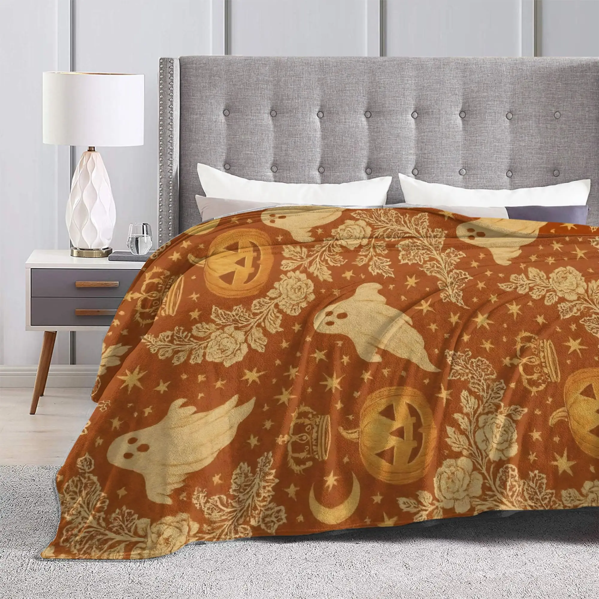 Halloween Knitted Blanket Gothic Bats Ghosts Witch Flannel Throw Blankets Summer Air Conditioning Decoration Soft Warm Bedspread