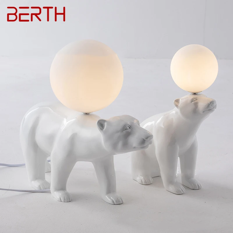 BERTH Nordic Modern Table Lamp Creative White Glass Resin Desk Lights LED Decor for Home Children Bedroom Living Room