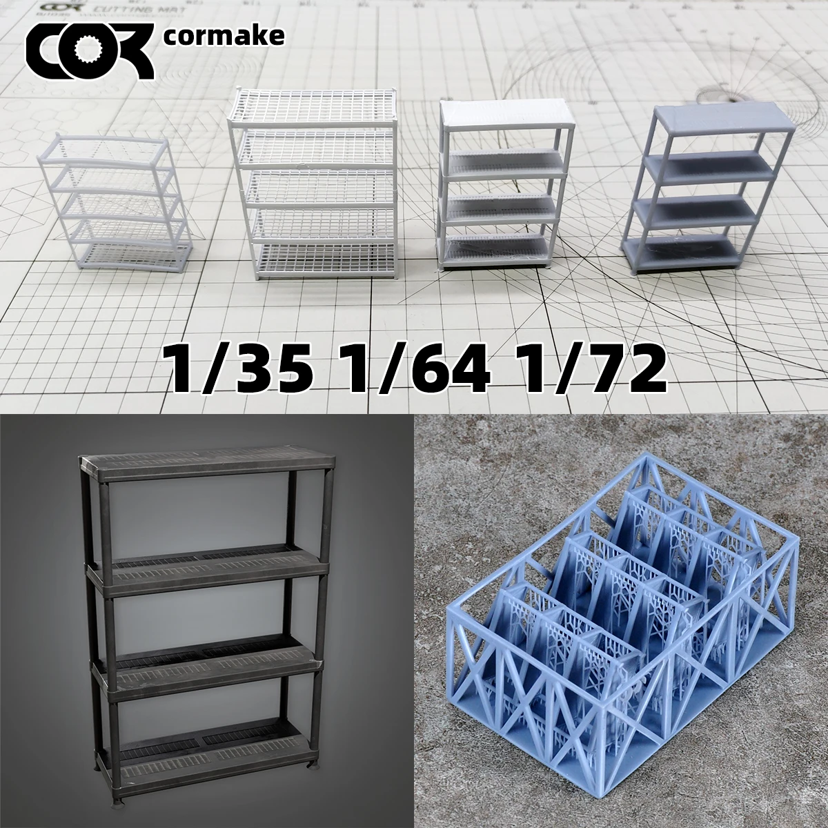 Assembly Plastic Goods Shelves Warehouse Shelf Building Miniature Model Soft Decoration Diorama Scale Model Kit 1/72 1/64 1/35