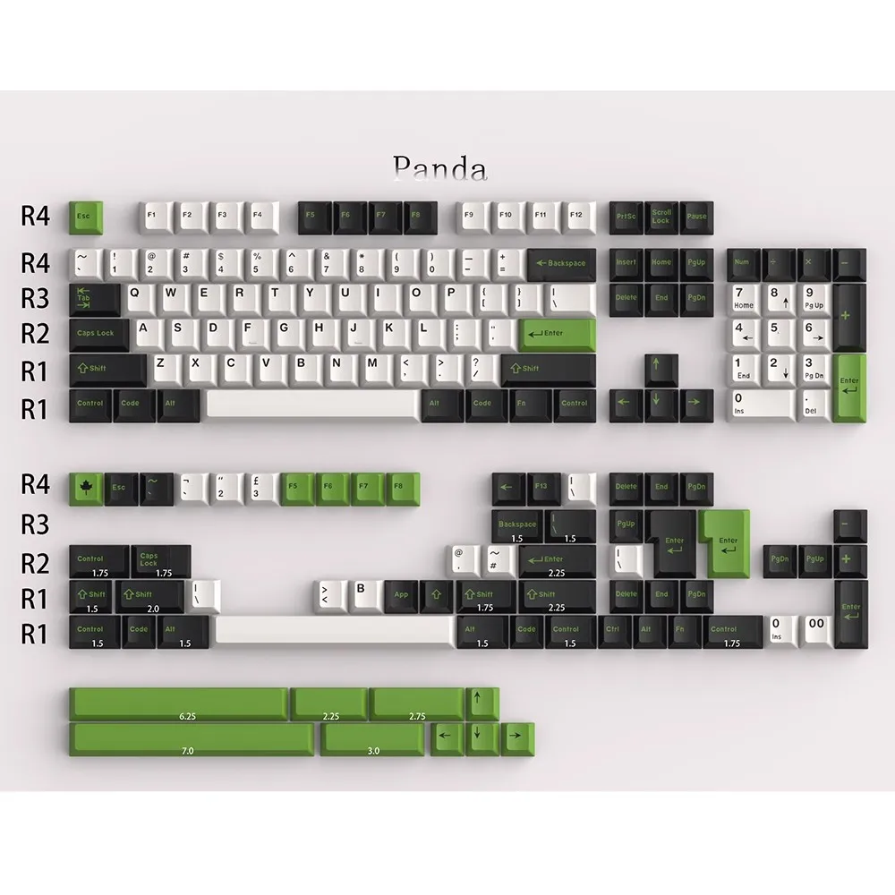 172 Keys Panda Keyboard Keycap SA Profile ABS Double Shot Keycaps for Cherry Gateron MX Switches Mechanical Gamer Keyboard