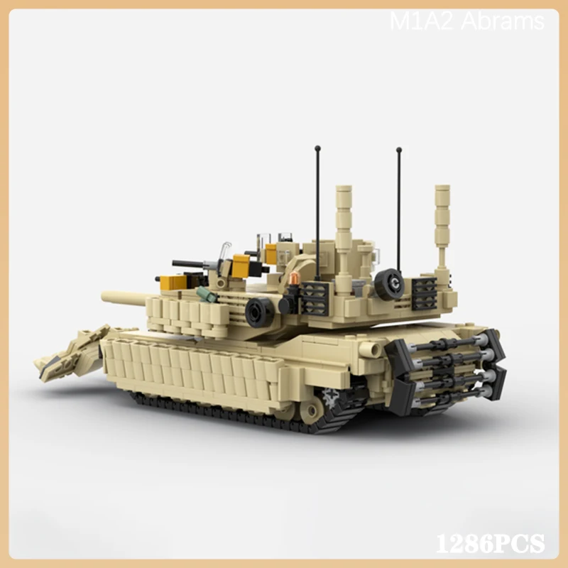 Military Weapons Building Block Army M1A2 Abrams Main Battle Tank Track Vehicle Technology Bricks Toys Children Christmas Gifts