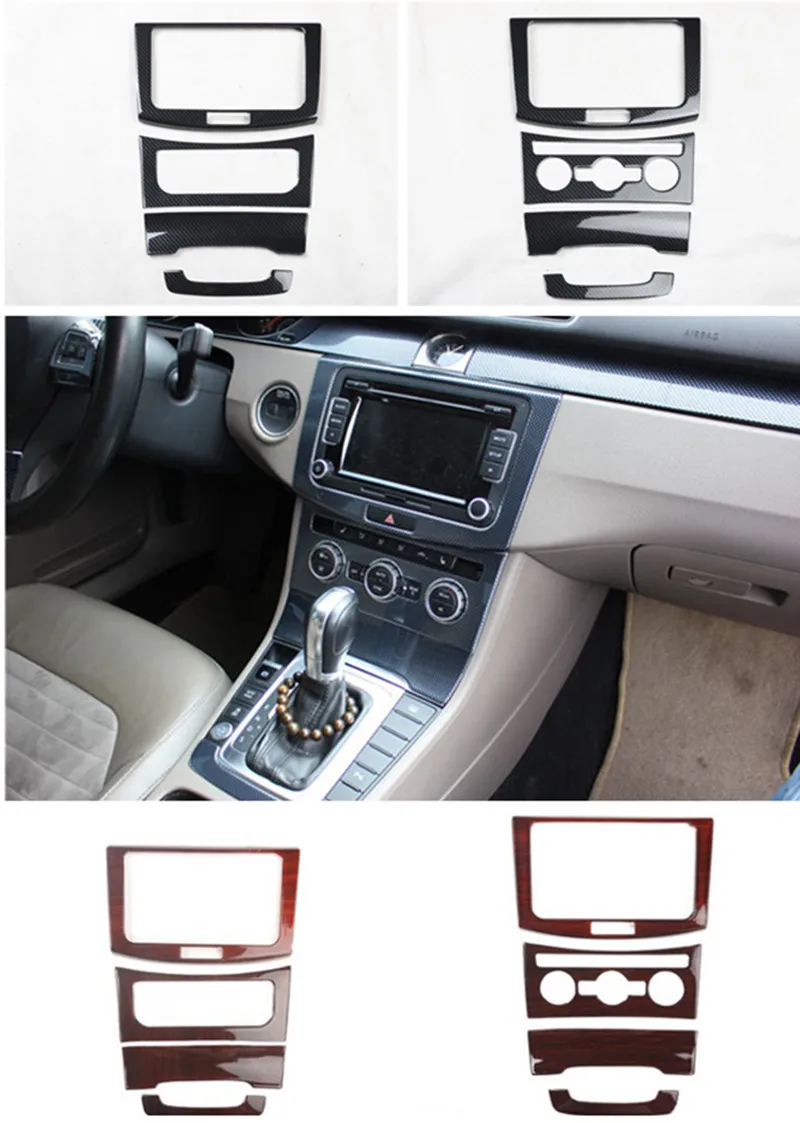 4pcs/lot Car stickers ABS carbon fiber navigation air conditioning knob decorative frame for 2012-2015 VW Volkswagen Passat B7