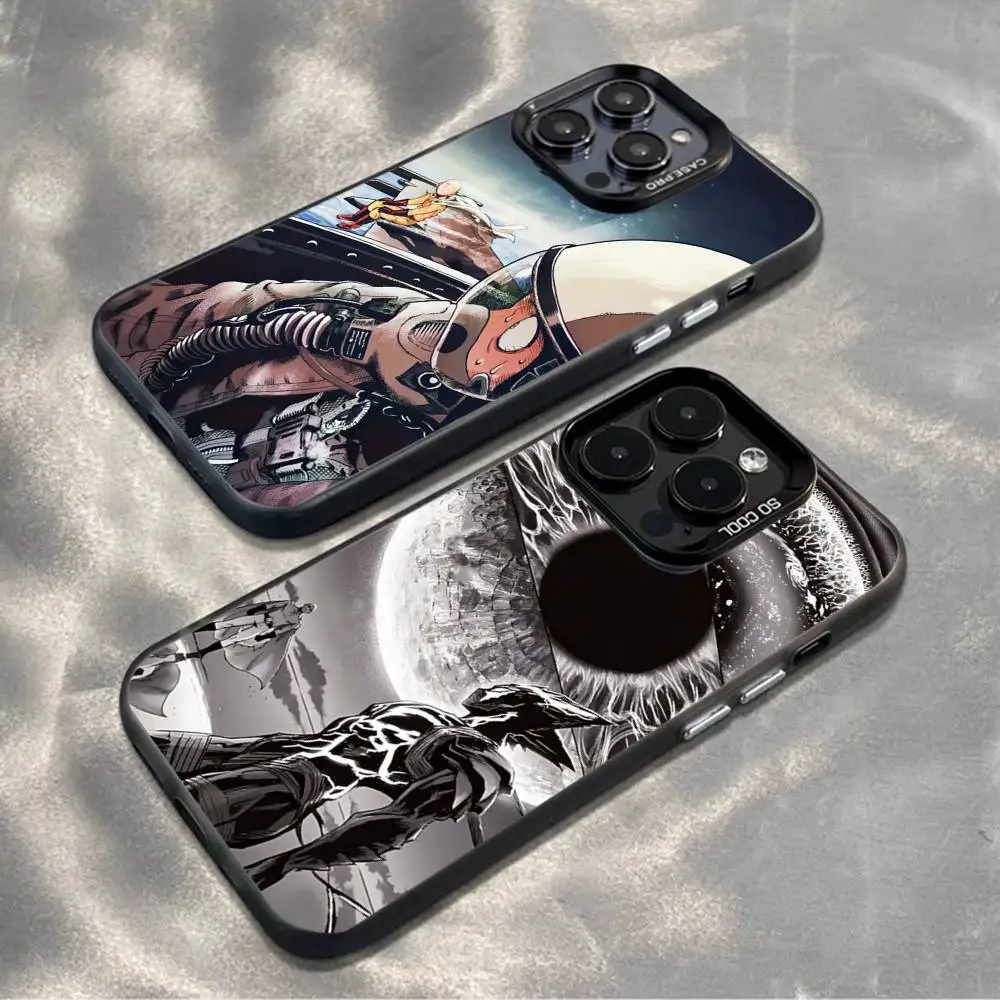 

O-One P-Punch Man Phone Case For iPhone17,16,15,14,13,12,11,Mini,Pro,MAX,plus,Black Matte Shockproof Cover