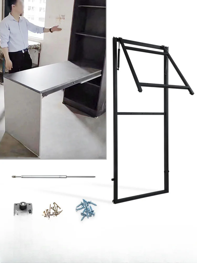 Pull-down hidden ultra-thin panel folding side table bracket multi-functional support rack descending buffer