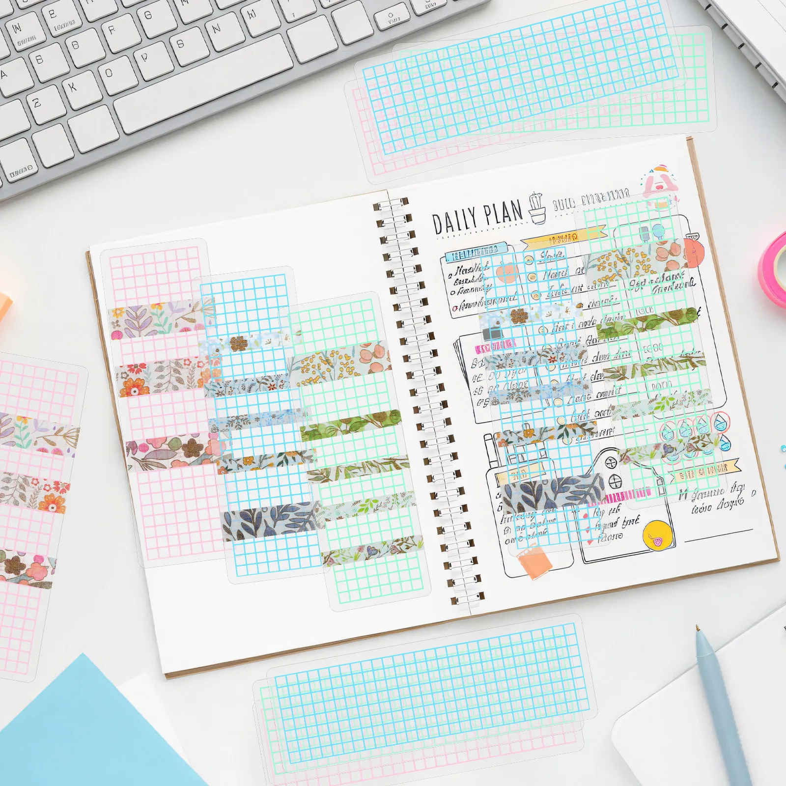 

Набор из 45 пластиковых держателей для скотча васи, демонстрационные доски-органайзеры для офиса, школы, дома, для хранения декоративных лент