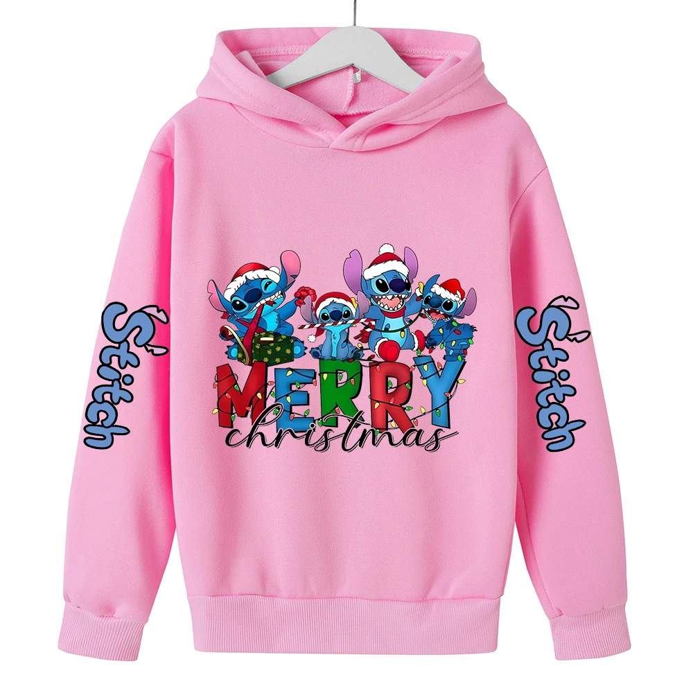 

Stitch Children Hoodies Merry Christmas Kid Pullover Casual Clothes Anime Kids Sweatshirts for Girl Boy Cartoons Tops