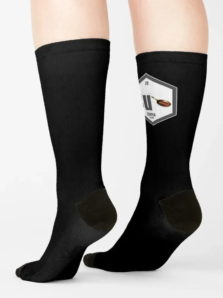 Calcetines de golf de cobre para hombres y mujeres, calcetines divertidos de regalo de tabla periódica de elementos químicos, conjunto de calcetines deportivos y de ocio