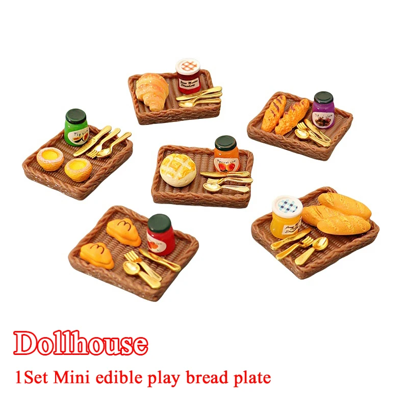 1Set Dollhouse Miniature Food Dessert Cake Tray Tableware Kitchen Model Decor Toy Doll House Accessories