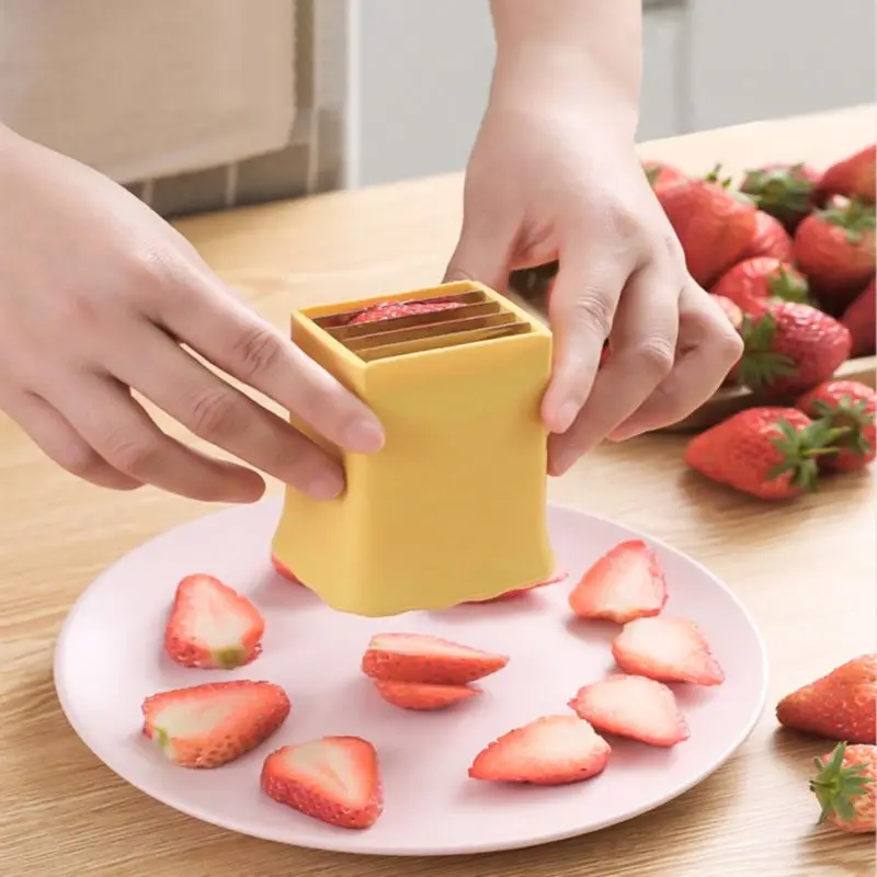 Pousbo Cup Slicer Potato French Fries Cutter Making Tool Slicing Fruit Strawberry Grape Vegetable Shredder Cup Soft Kitchen Gad