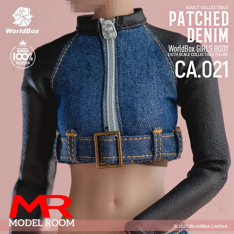 ชุดเดนิมสไตล์เรโทรแบบแพทช์เวิร์คสำหรับตุ๊กตาแอคชั่นฟิกเกอร์ขนาด 1/6 รุ่น Worldbox CA021 เหมาะสำหรับตุ๊กตาขนาด 12 นิ้ว
