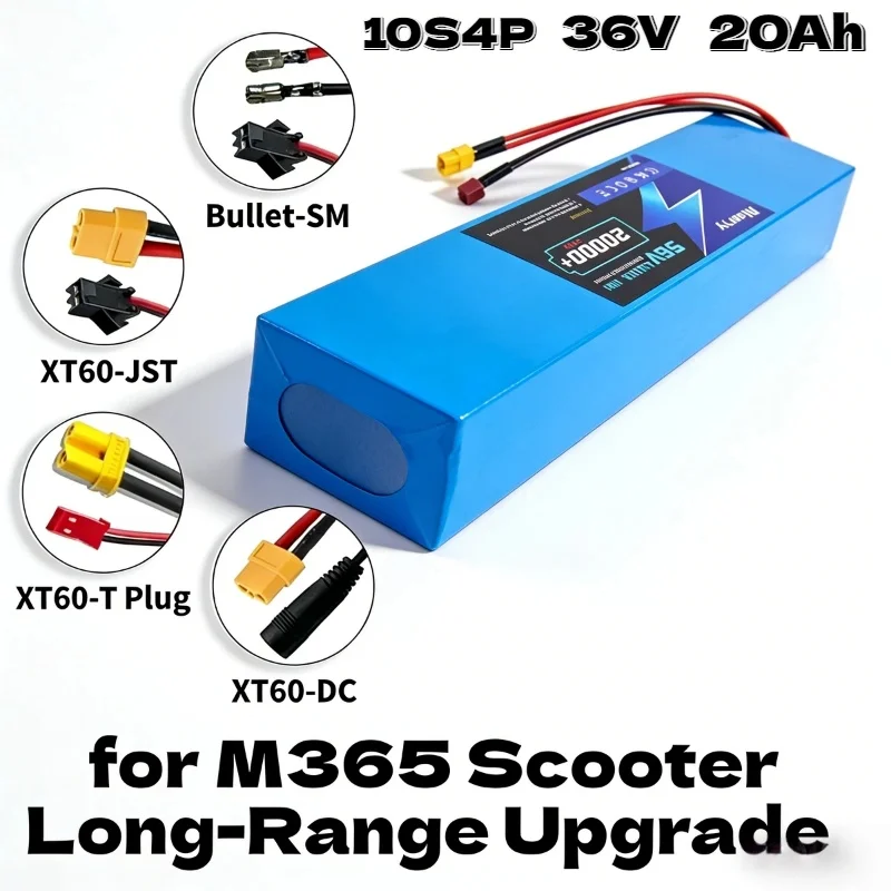 

Aleaivy 36V 20000mAh 10S4P Lithium Battery Rechargeable Long-Range Upgrade Spare Battery for Xiaomi M365 500W Scooter