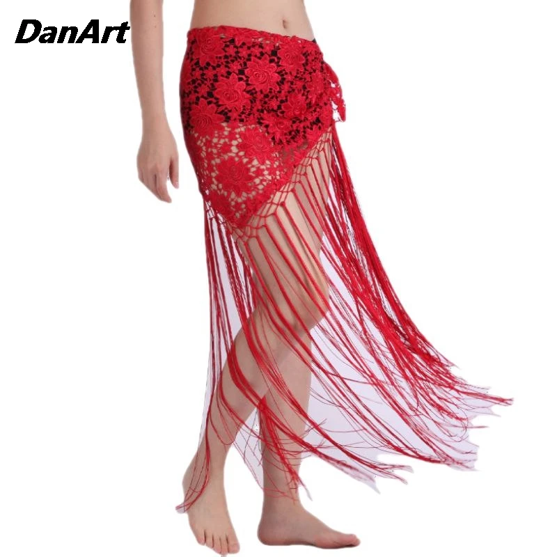 Womens Lace Tassel Belly Dance Hip Scarf Mini Skirt Carnival Party Stage Performance Rave Belt Waist Chain Wrap Indain Costume