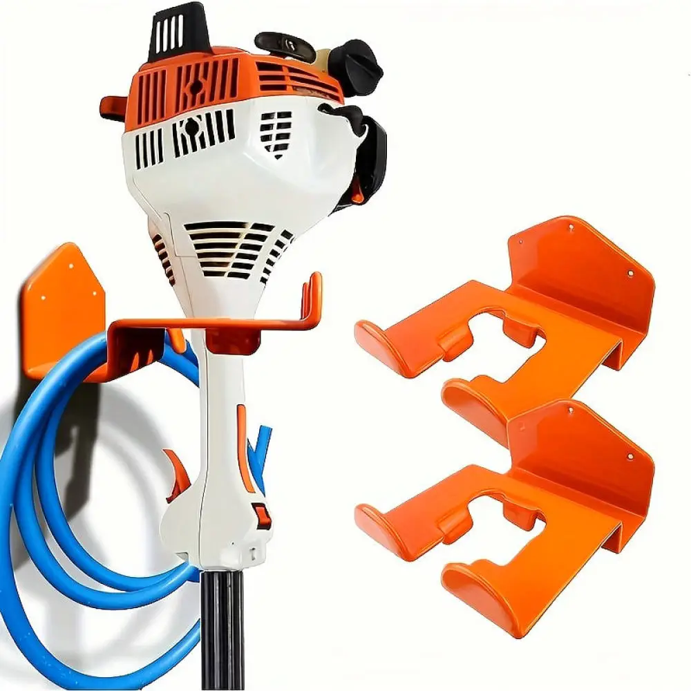 Whacker Wall Hanger Heavy Duty Metal Storage Rack Garage Organizer For Lawn Mower Garden Equipment Support Orange