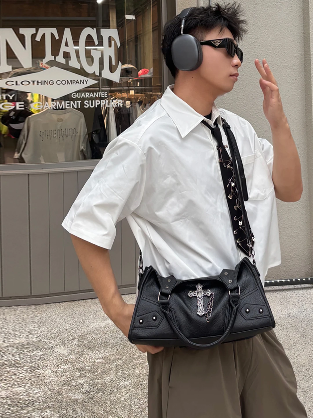 NIN Design Vintage Underarm Shoulder Crossbody Bag Dark Style Versatile INS Bag for Men And Women Trendy Street Personalized ...