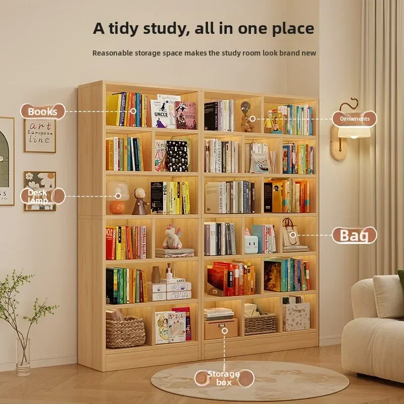 Bookshelf Floor-to-Ceiling Storage Shelf Integrated Wall Storage Cabinet Living Room Display Bookcase