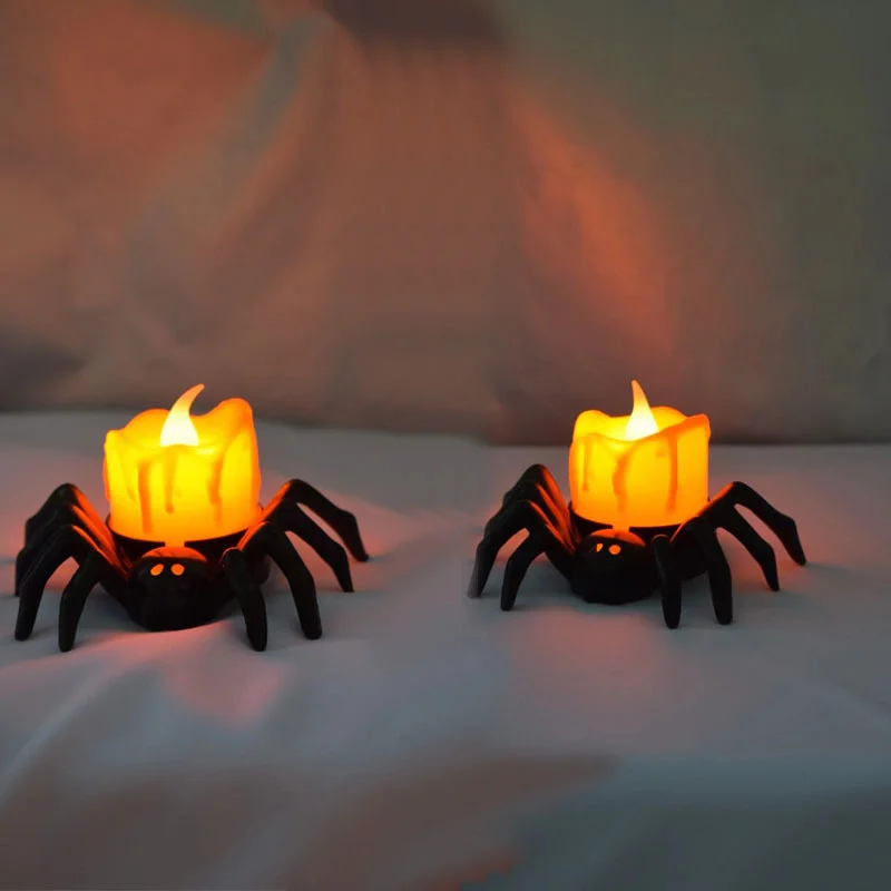 Araña de plástico Spooky iluminada, luces de Halloween con luz LED para decoración de Halloween