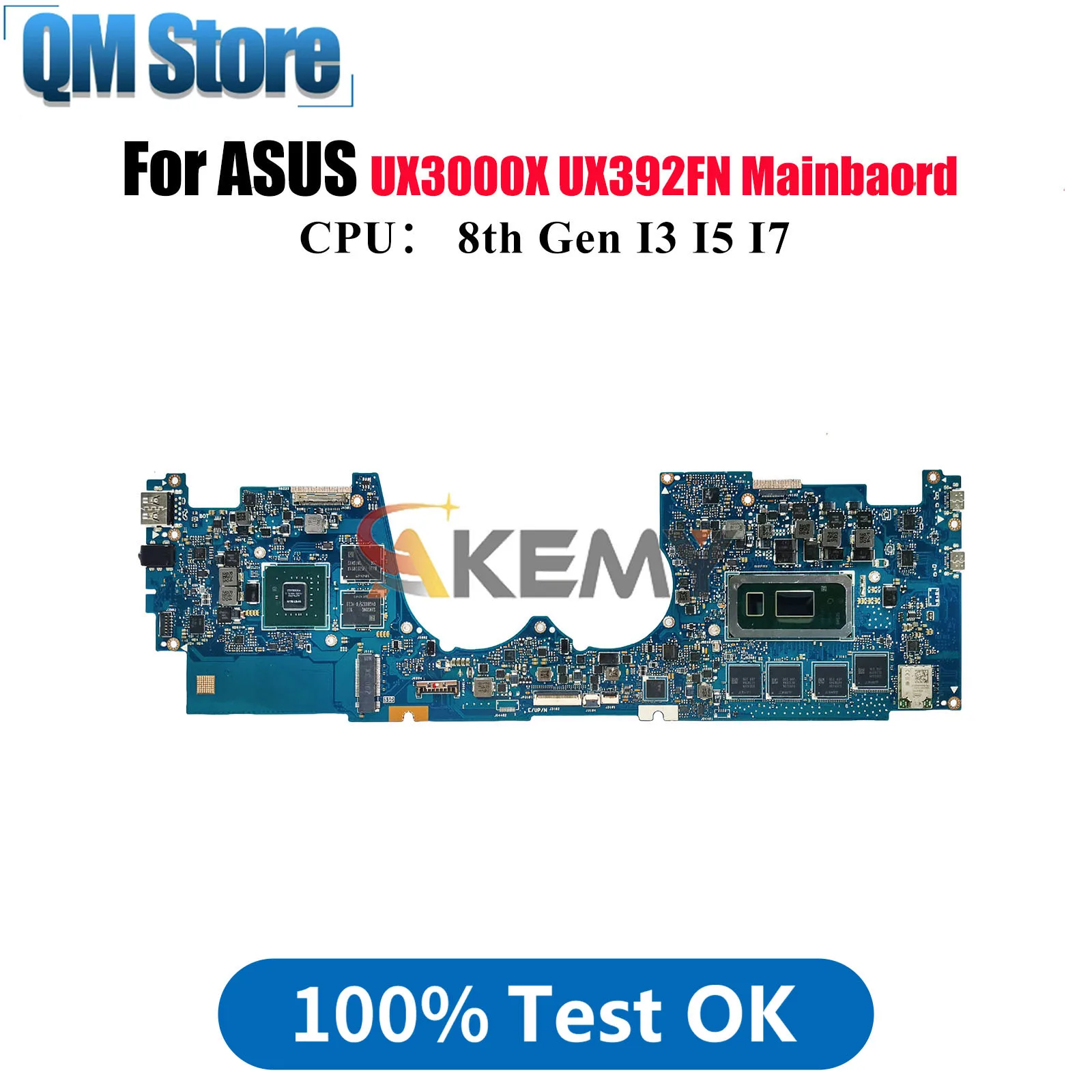 

UX392FN Laptop Motherboard For ASUS ZenBook S13 UX3000X UX392FN UX392F Notebook Mainboard With I3 I5 I7 CPU 100% tests OK stk
