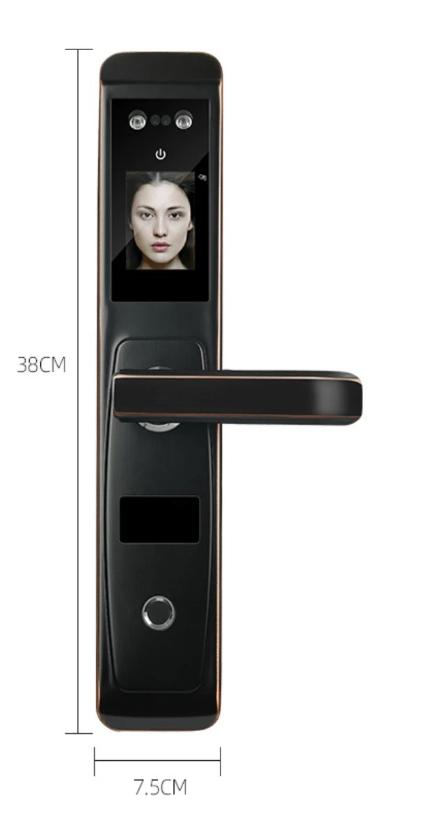 Facial recognition fingerprint password swipe card to open the door with C-class key anti-theft alarm smart electronic lock
