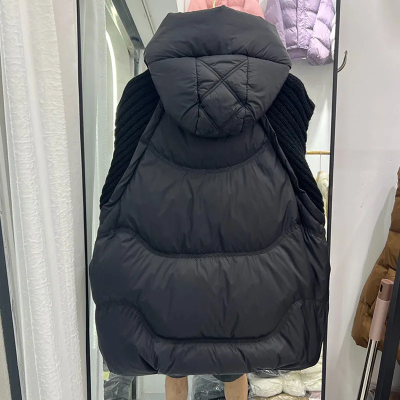 Autumn Winter New Vest Short Hooded Warm Fashionable Hooded Sleeveless Short Sleeve Oversize Vest Coat