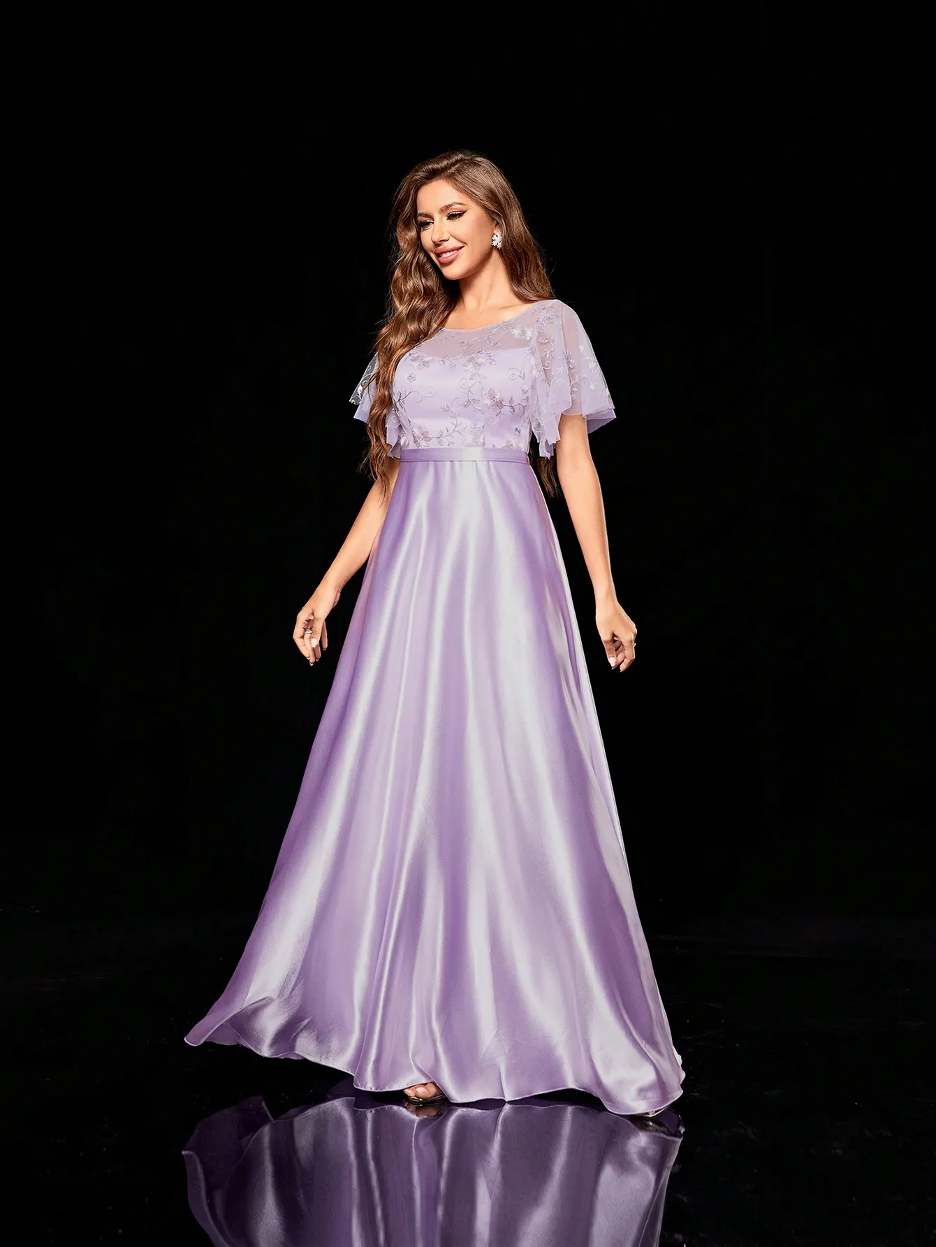 Mgiacy Stickerei Mesh Patchwork Farbe Ding großen Rock Abendkleid Ballkleid Party kleid