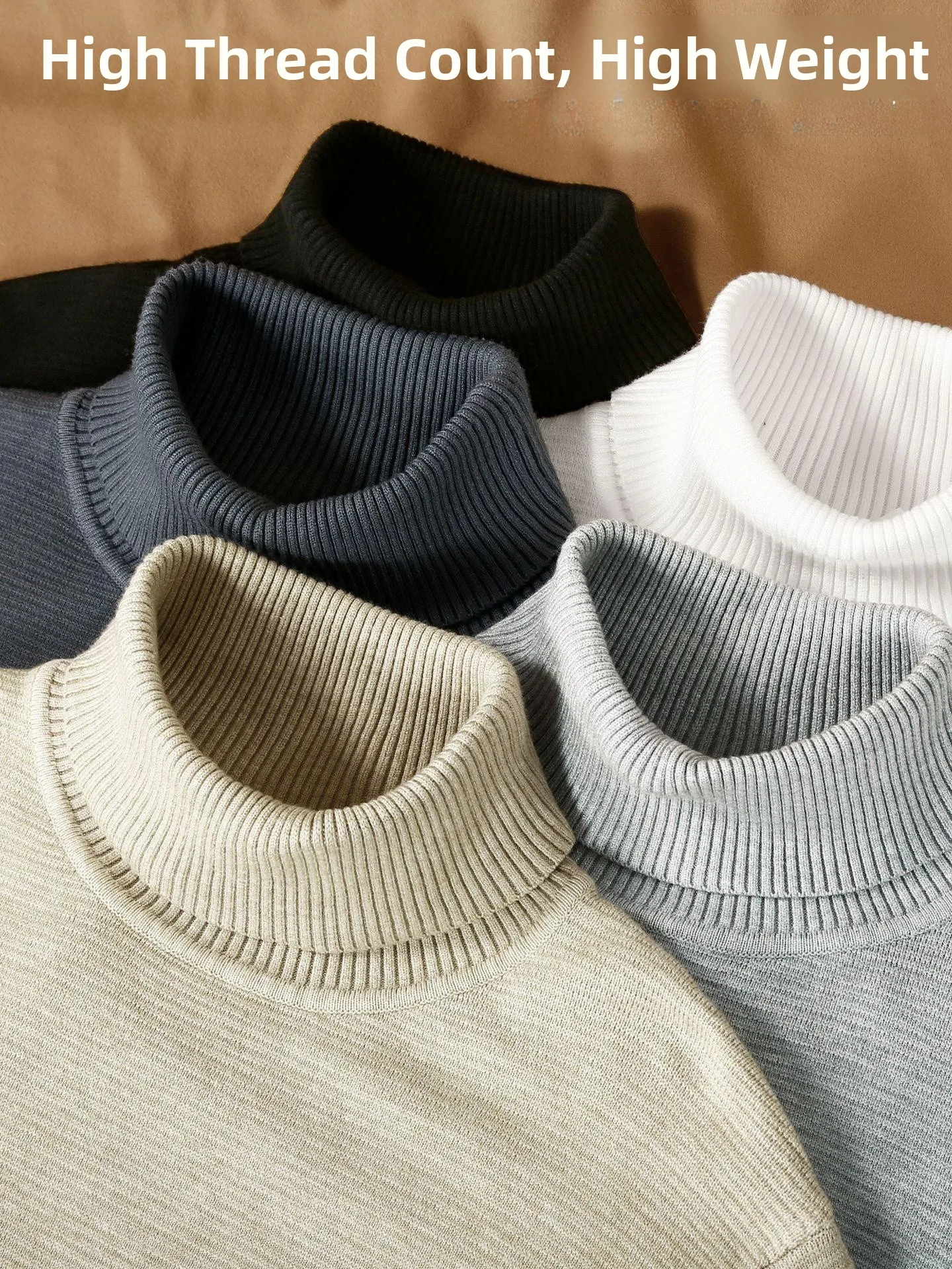 

Men's Pure Color High Collar Loose Knitwear Faionable Base Layer irt Casual Cotton Blend Fabric Winter Season Long Sve